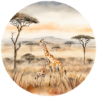 behangcirkel-giraf-savanne