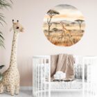 behangcirkel-giraf-savanne