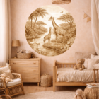 behangcirkel-giraffe-jungle-sepia-warm
