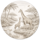 muurcirkel-giraffe-jungle-sepia