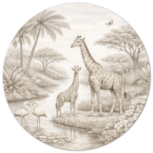 muurcirkel-giraffe-jungle-sepia