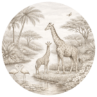 behangcirkel-giraffe-jungle-sepia
