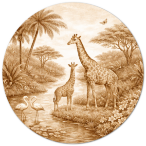 muurcirkel-giraffe-jungle-sepia-warm
