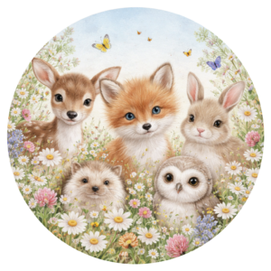 behangcirkel-Bosdieren-Bloemenveld